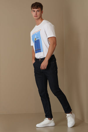 Carol Mens Darnk Navy Smart Slim Fit Jean Trousers
