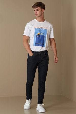 Carol Mens Darnk Navy Smart Slim Fit Jean Trousers