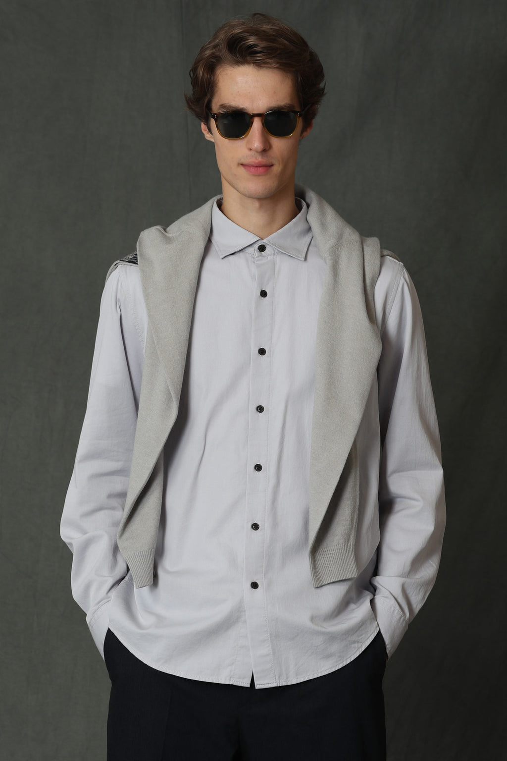 Quel Mens Grey Regular Fit Basic Shirt